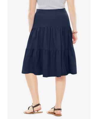 Women's Plus Size Elastic-Waist Knit Tiered Skirt