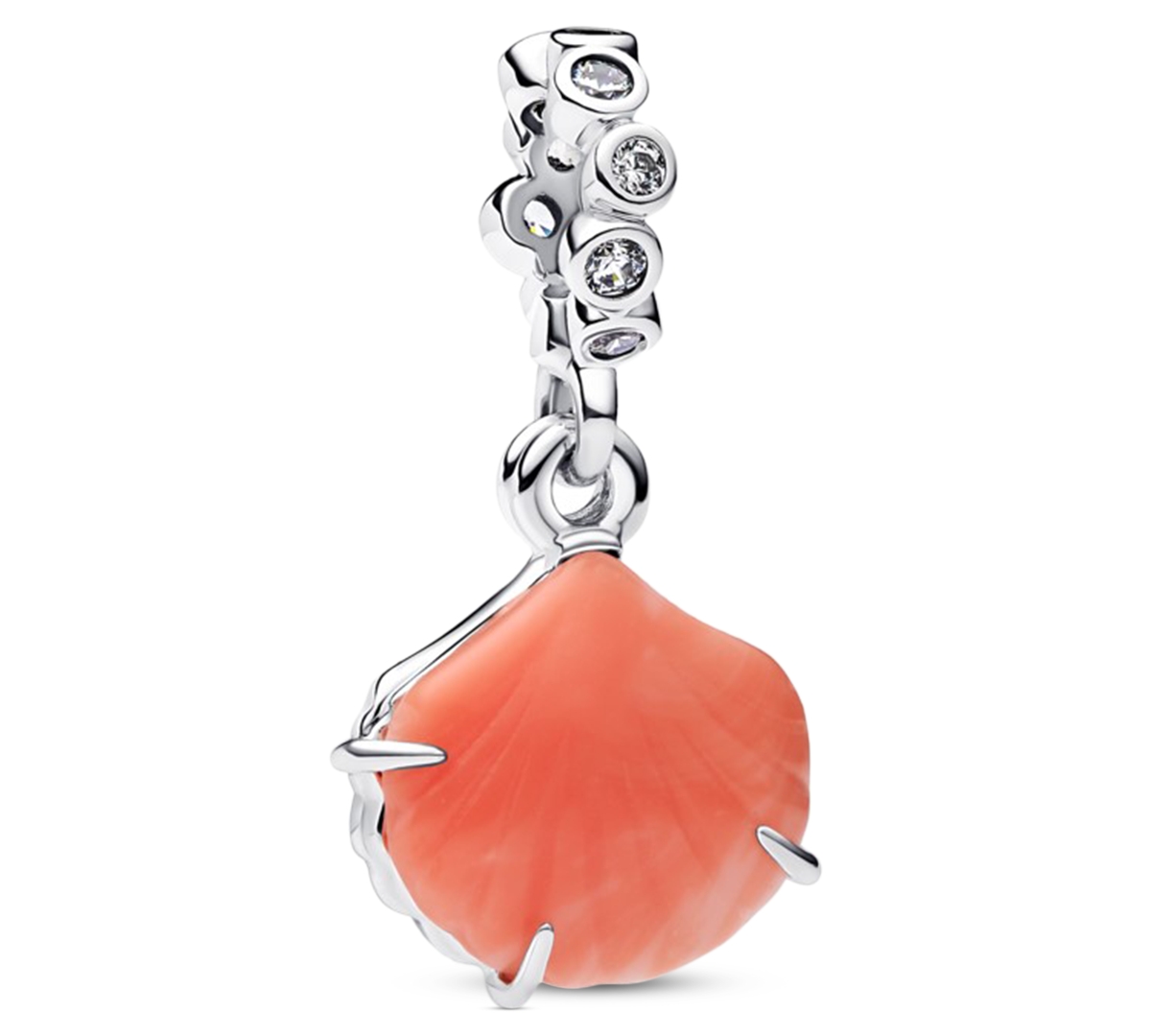 Pandora Coral Shell Double Dangle Charms In Orange
