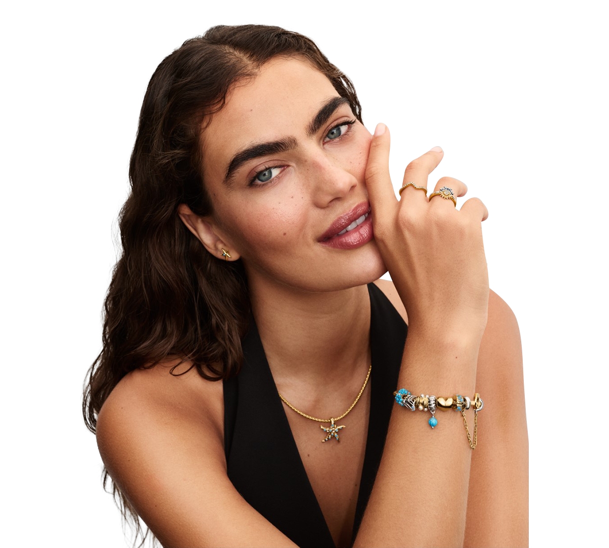 Pandora Aqua Blue Clip Charms In Blue