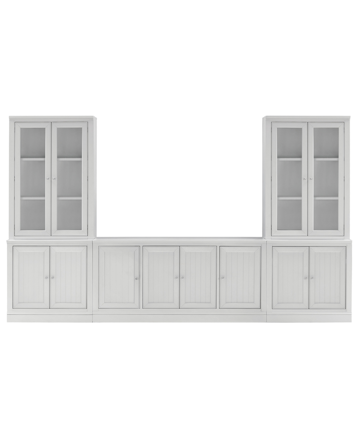 Macy's Amren 65" 4 Door Console With Door Hutches And 2 Door Bases In White