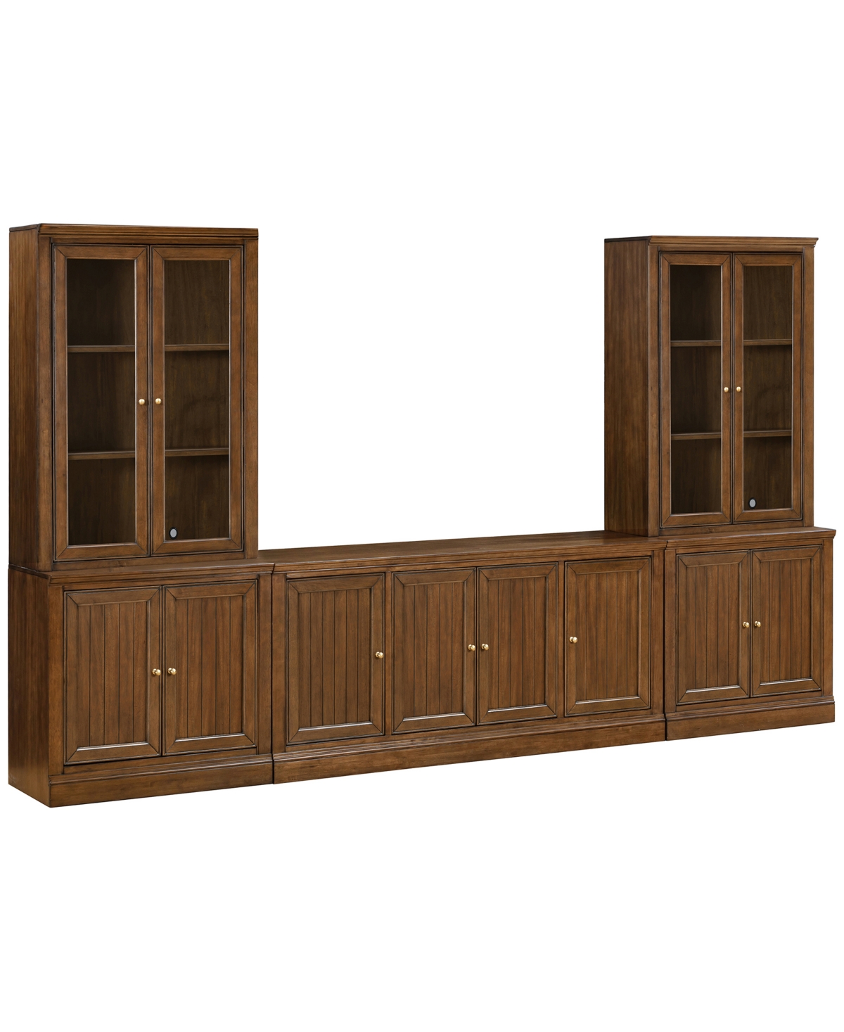 Macy's Amren 65" 4 Door Console With Door Hutches And 2 Door Bases In Brown