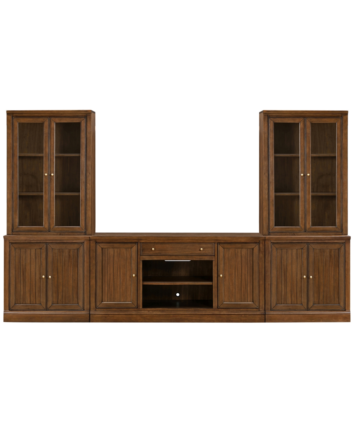Macy's Amren 65" 2 Door Console With 2 Door Hutches And 2 Door Bases In Brown