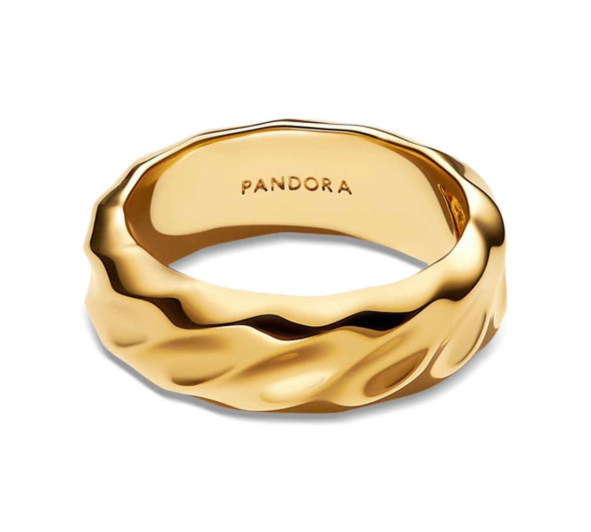 Pandora Rippled Wide Band Ring In Gold
