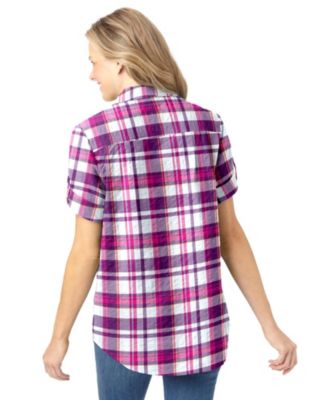 Women's Within Short-Sleeve Button Down Seersucker Shirt