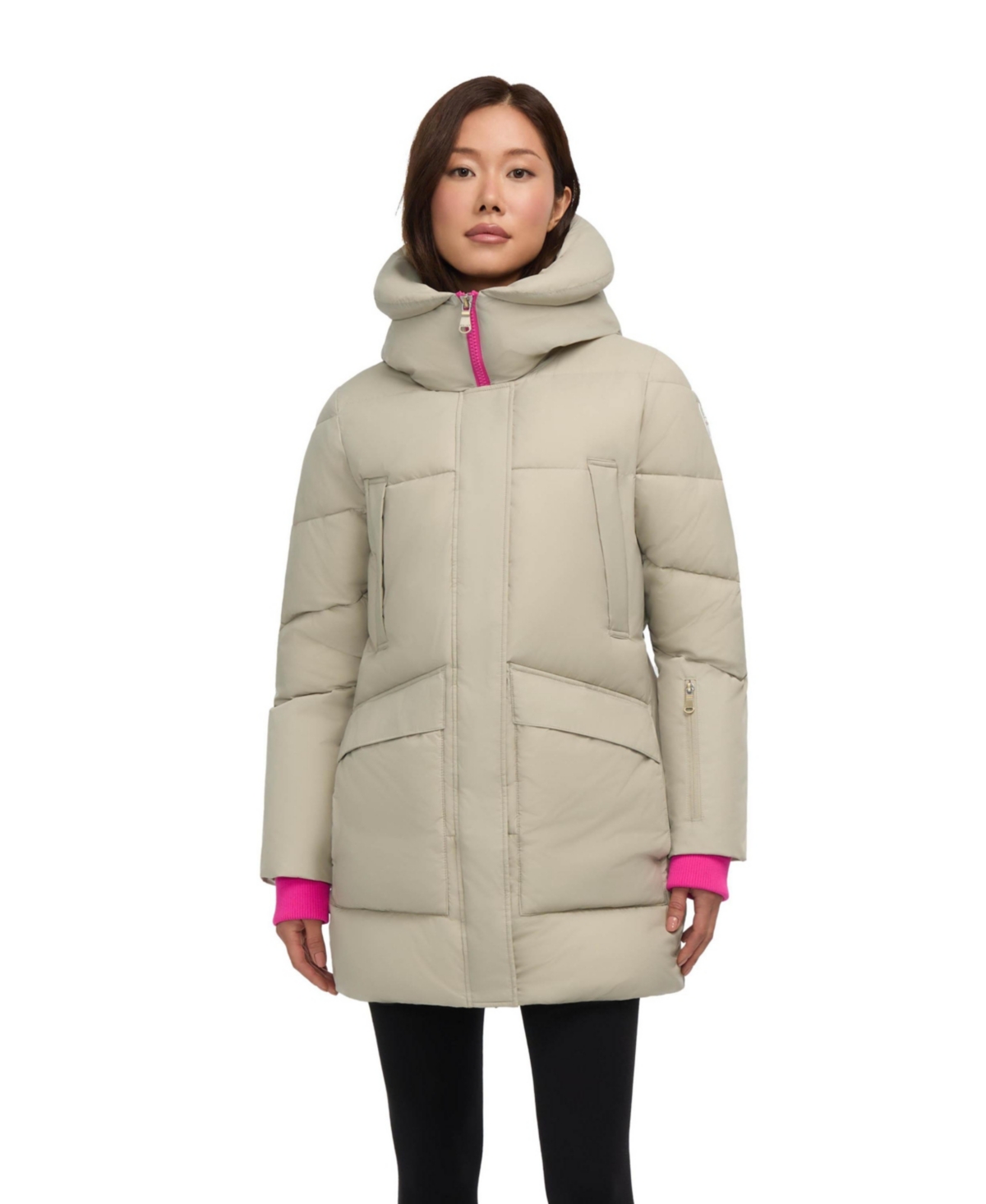 Pajar Heirani Mid-length Quilted Parka Puffer With Oversized Hood In Multi