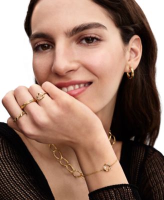 Organically Shaped Pav&eacute; Circle Treated Freshwater Cultured Pearl Bracelet