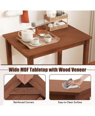 3 PCS Bar Table Set w/ 1 Table 2 Bar Stools Wood Veneered Tabletop Dining Room