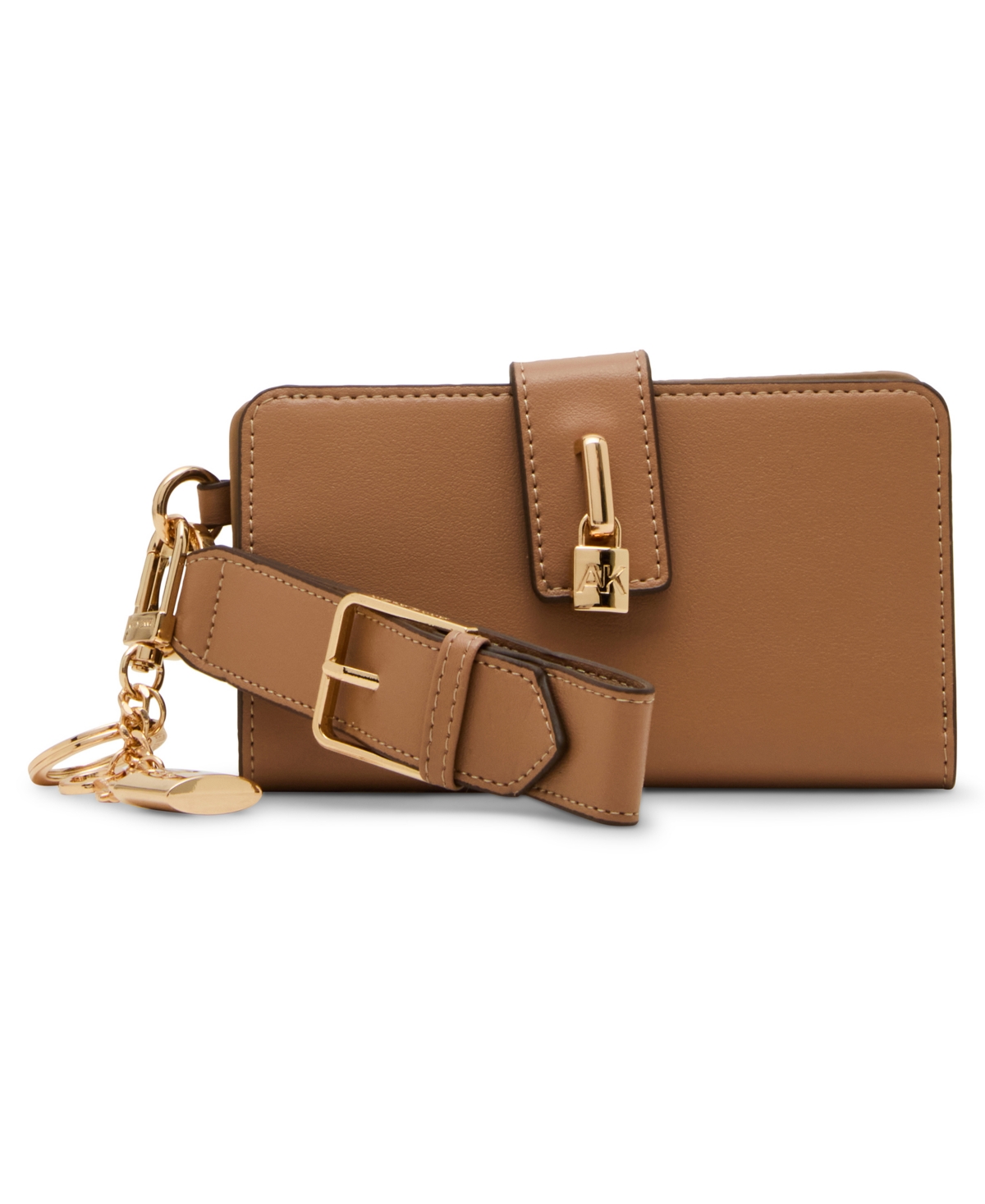 Anne Klein 2 Piece Lock Wristlet Gift Set With Bag Charm In Brown
