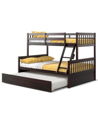 Twin Over Full Bunk Bed with Twin Trundle Convertible Platform Bed