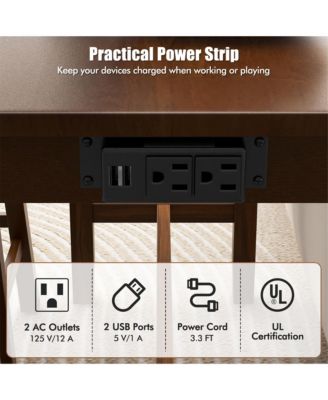 4-Piece Bar Table Set w/ Power Outlet Counter-Height Table & 3 Bar Stools