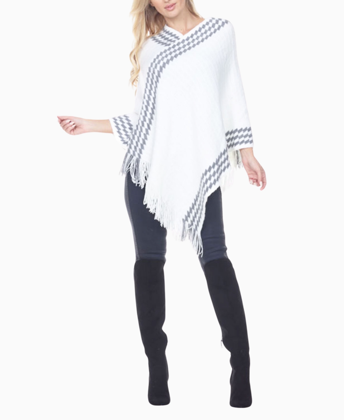 White Mark Women's Knit Poncho Sweater In Multi