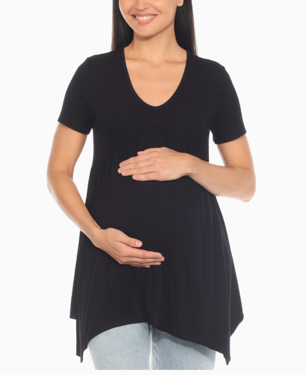 White Mark Women's Shirred Maternity Top In Black