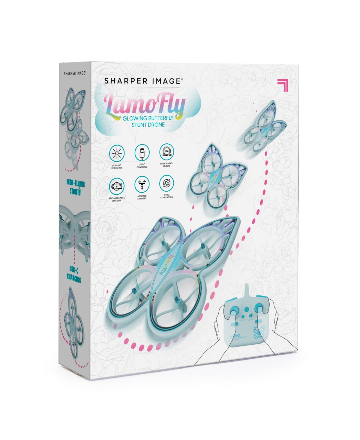 Sharper Image Lumofly Glowing Butterfly Stunt Drone In Blue
