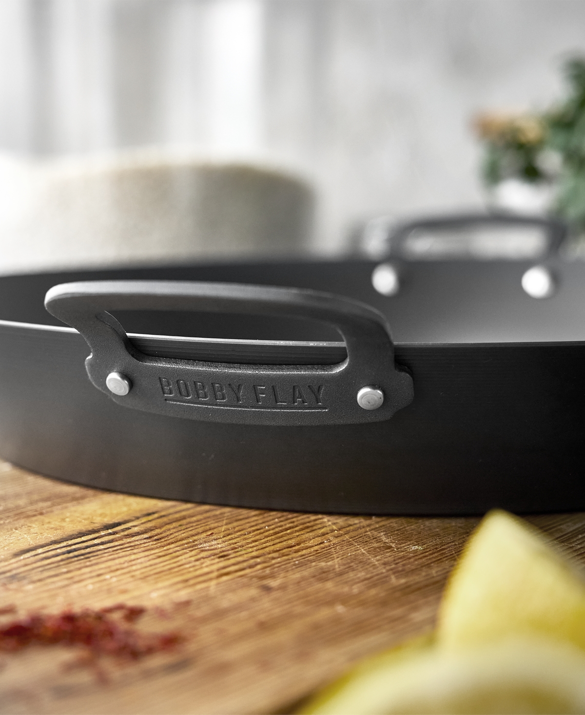 Greenpan Bobby Flay Carbon Steel 15" Paella Pan With Side Handles In Black