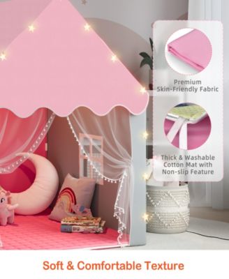 Kids Playhouse Tent with Star Lights & Mat for Girls & Boys, Indoor/Outdoor Gift