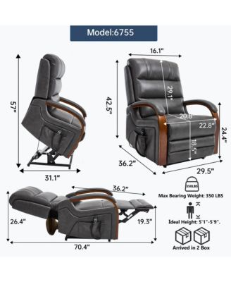 Lift Chair Dual Motor Infinite Position Recliners Up to 350 LBS with Solid Wood Armrests and Heat Massage