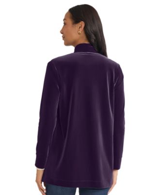 Women's Open Front Velour Cardigan Sweater