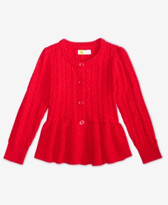 Epic Threads - Toddler Girls Metallic Cable Knit Peplum Cardigan
