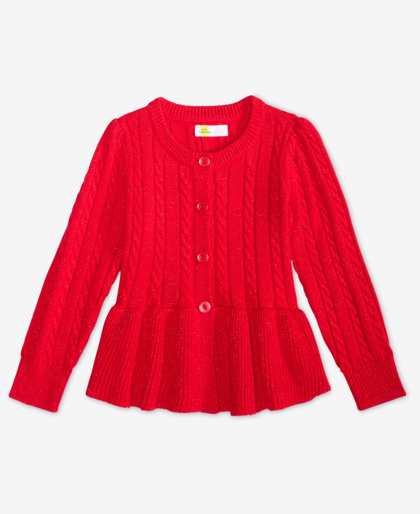 Кардиган Epic Threads Girls' Toddler 2T-5T Peplum Long-Sleeve Cardigan, цвет: Вишнёвый — фото 1