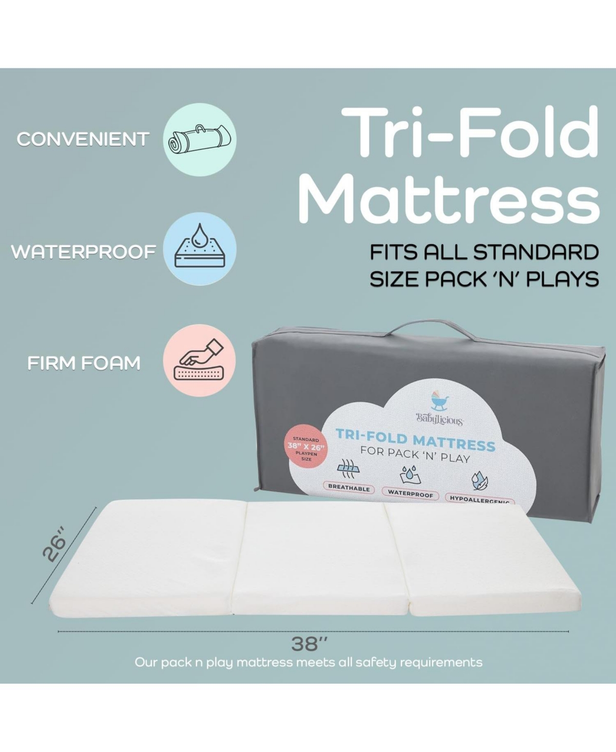 Babylicious Waterproof Pack and Play Mattress Topper