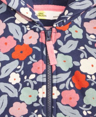 Girls' Toddler 2T-4T Floral-Print Hoodie