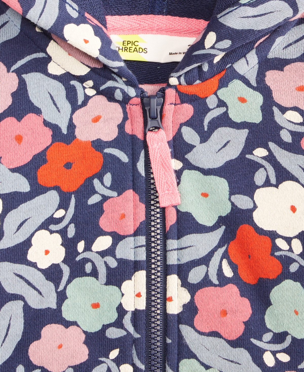 Epic Threads Girls Toddler 2t-4t Floral-print Hoodie In Blue