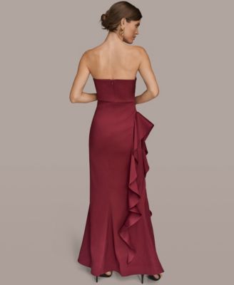 Women's Strapless Side Ruffle Dress