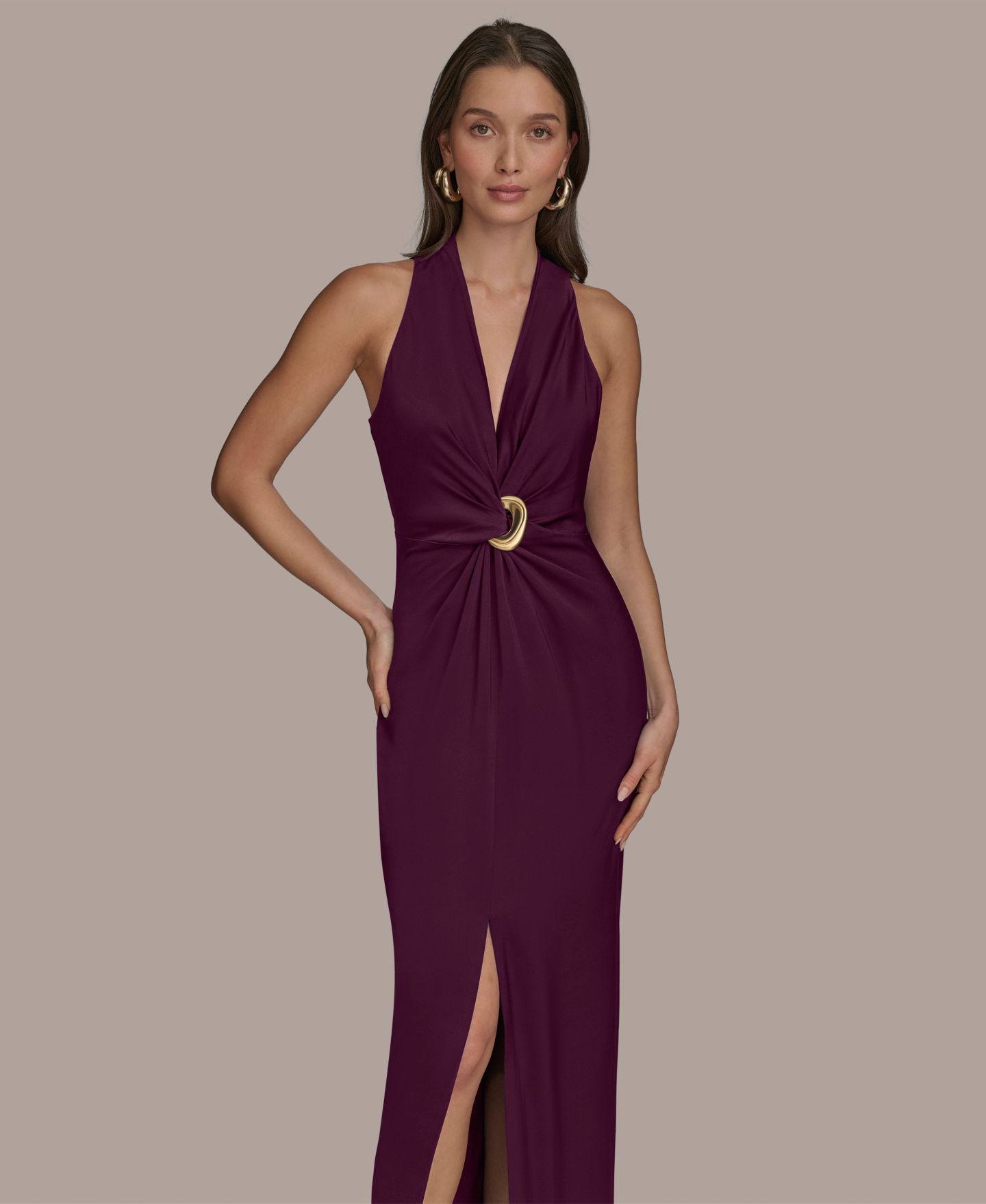 Женское платье Donna Karan New York V-Neck Sleeveless, цвет: Ягодный — фото 2