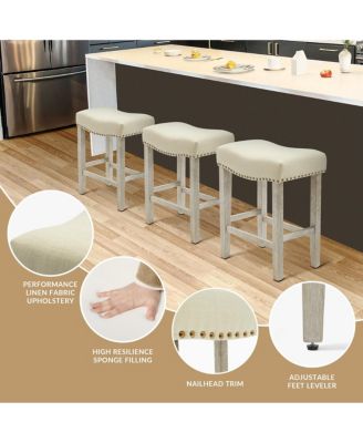 24" Upholstered Saddle Seat Counter Stool