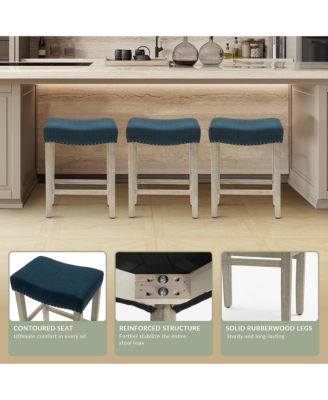 24" Upholstered Saddle Seat Counter Stool