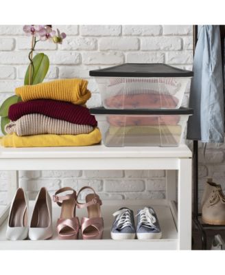 41 Quart Stackable Plastic Storage Containers with Snap-Close Lid, (2 Pack