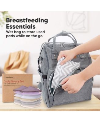 14pk Organic Nursing Pads, Washable Breast Pads + Wash Bag, Reusable Nipple Pads