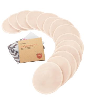 14pk Organic Nursing Pads, Washable Breast Pads + Wash Bag, Reusable Nipple Pads