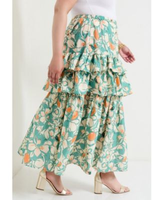 Women's June + Vie Poplin Tiered Midi Skirt