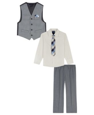 Boys' 2T-7 Deco Sharkskin Vest, Shirt, Tie and Pants, 4-Piece Set