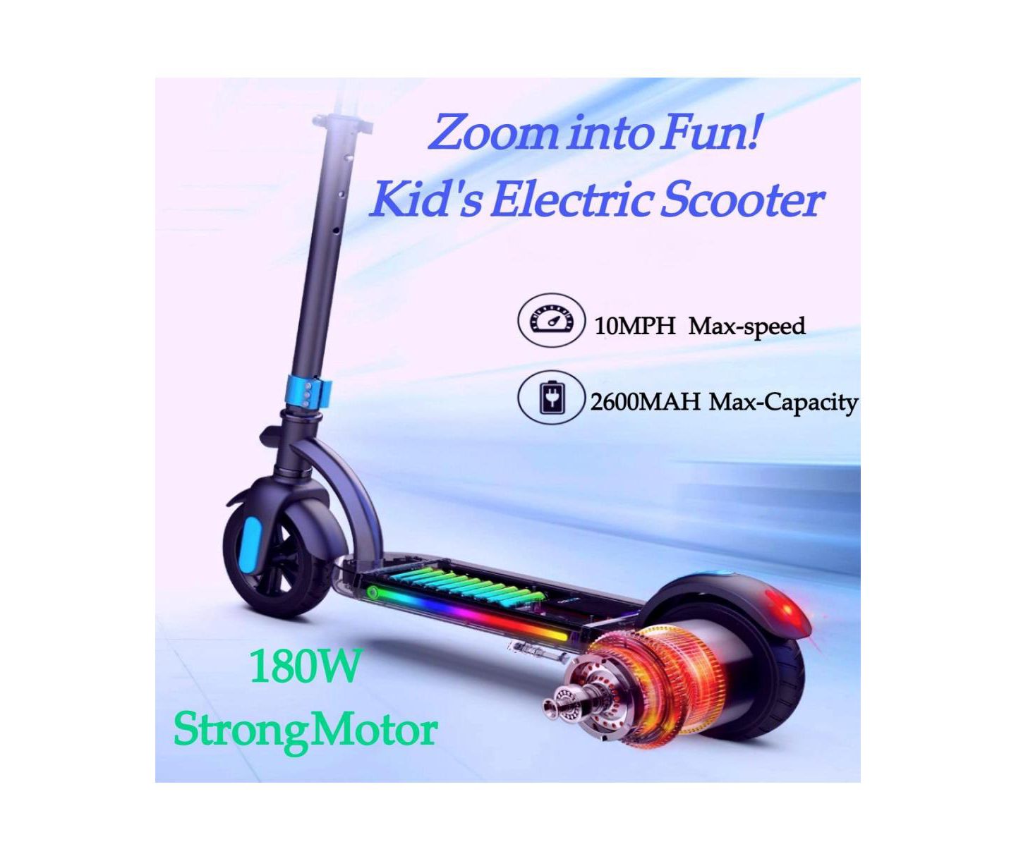 Детская игрушка Everyfun 180W Electric Scooter with Adjustable Height and LED Display, 143 lbs Capacity, Ages 6-12 — фото 3