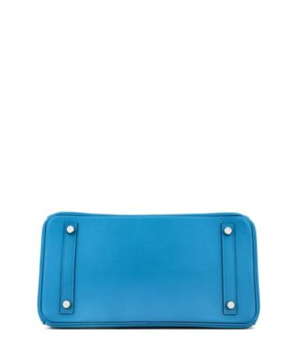 Pre-Owned HERMES Birkin 30 Handbag Blue Epsom with Palladium Hardware