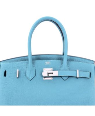 Pre-Owned HERMES Birkin 30 Handbag Blue Togo with Palladium Hardware