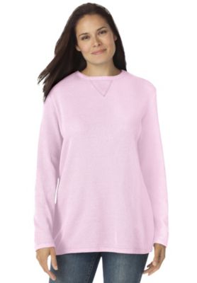 Women's Within Long-Sleeve Crewneck Soft Waffle Knit Thermal Shirt
