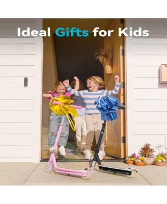 Kids Electric scooter-with Colorful LED Flash Wheels and Deck Lights, 14.6V 2.6AH, Kick-to-Start, Adjustable Speed and Height, Speed Range: 5 MPH, 3.5" or 4.7" Wheels, Max Load 110 lbs, Up to 6 Miles Range