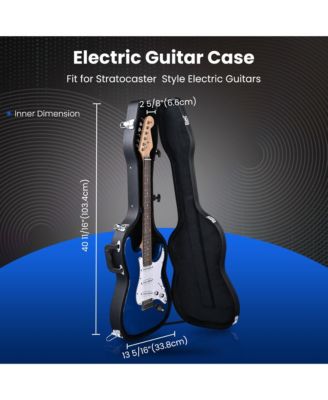 Electric Guitar Case for Stratocaster Style w/ Folding Guitar Floor Stand