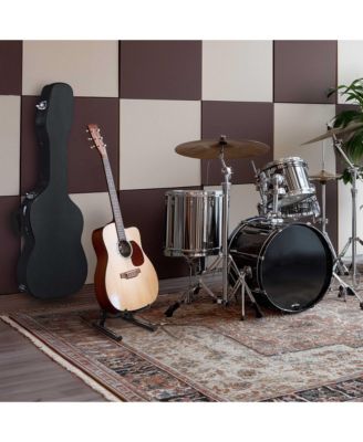 Electric Guitar Case for Stratocaster Style w/ Folding Guitar Floor Stand