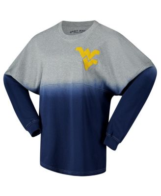 Men's and Women's Navy/Gray West Virginia Mountaineers Ombre Long Sleeve T-Shirt
