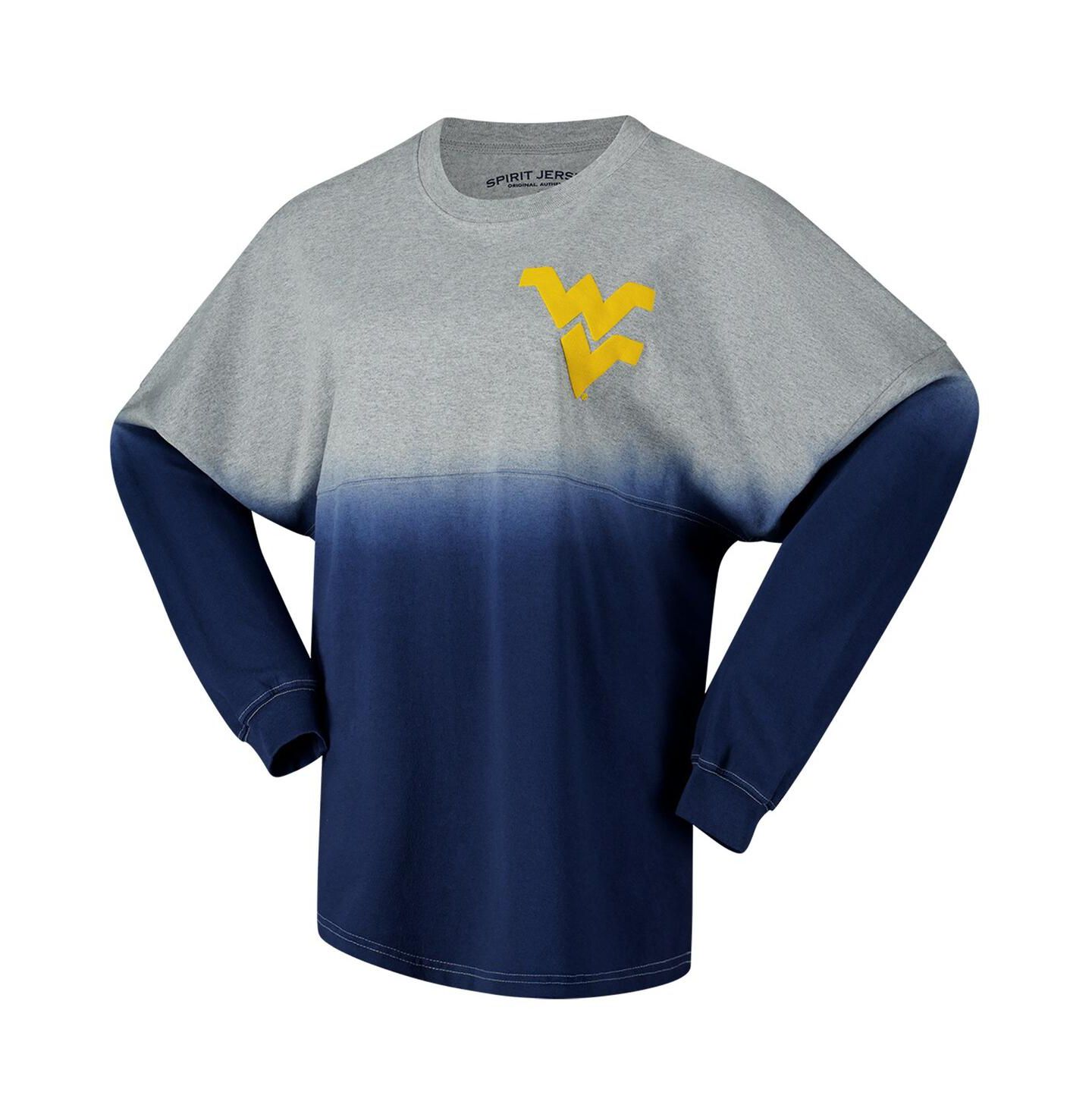 Футболка Spirit Jersey Navy/Gray West Virginia Mountaineers Ombre Long Sleeve — фото 3