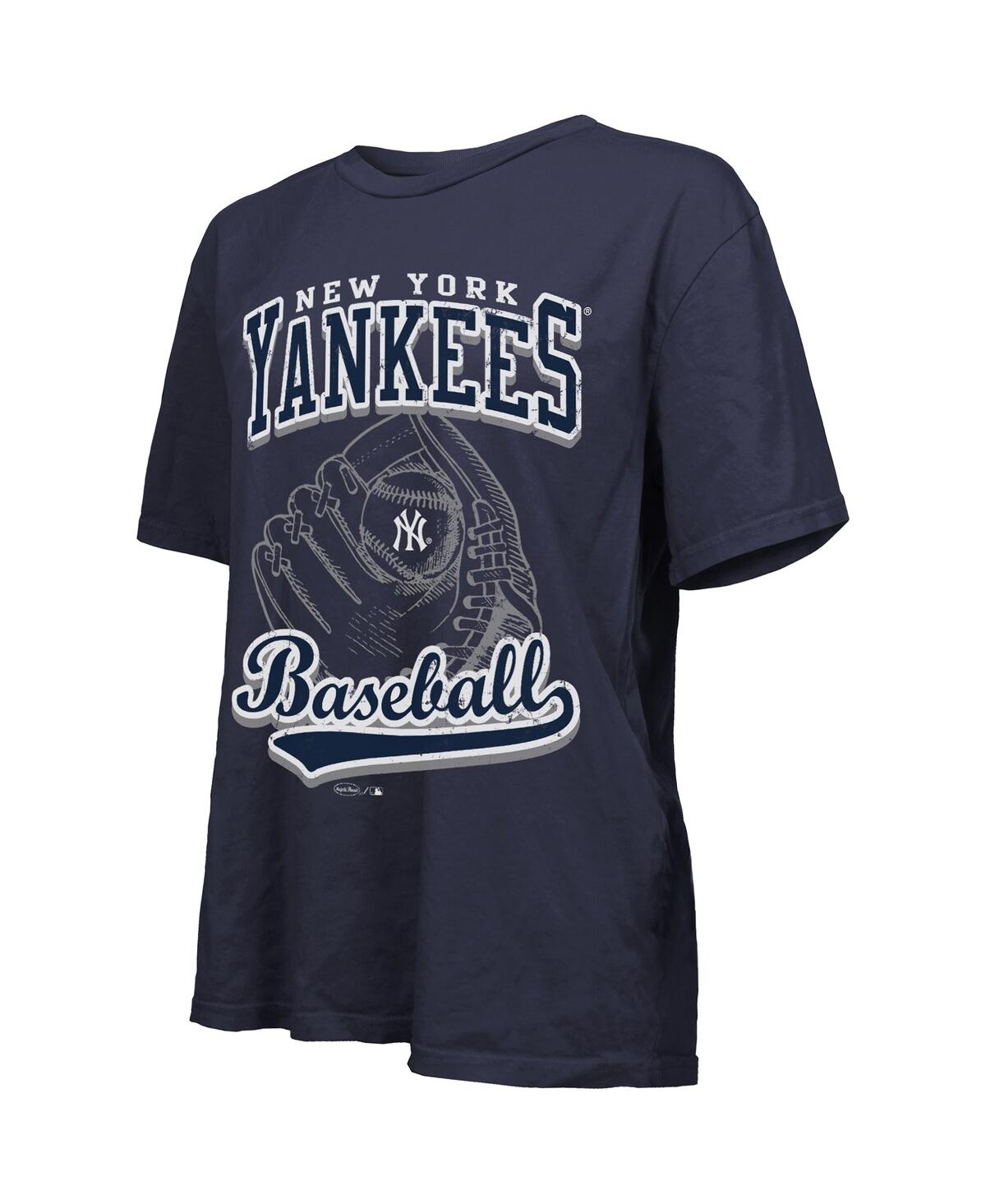 Majestic Women's Navy New York Yankees Oversized First Base T-shirt In Blue