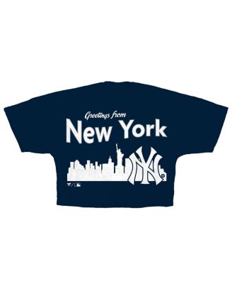 Women's Navy New York Yankees Skyline Crop T-Shirt