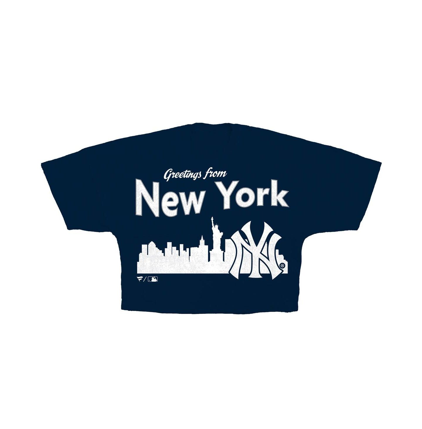 Женская футболка Fanatics Navy New York Yankees Skyline Crop — фото 3