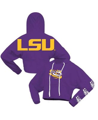 Spirit Jersey - Women's Purple LSU Tigers Oversized Cropped Pullover Hoodie