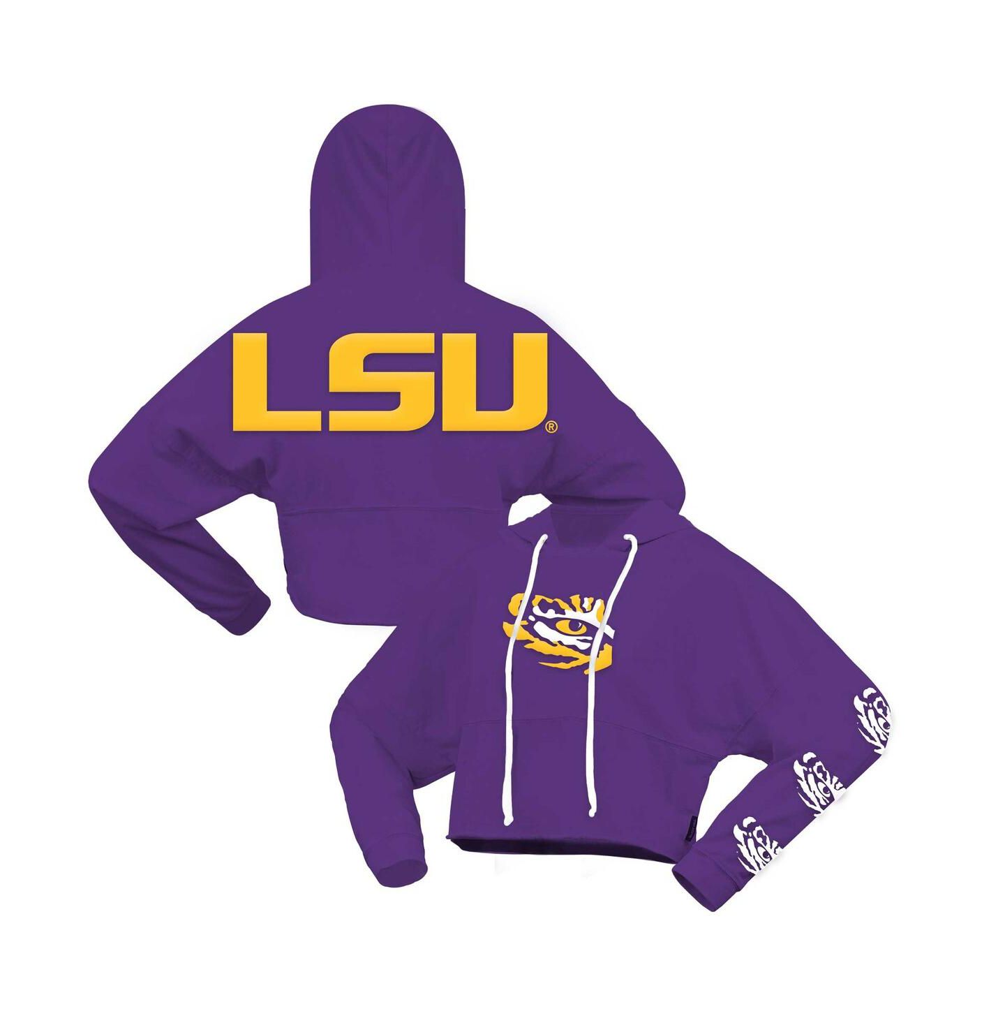 Женское худи Spirit Jersey Purple LSU Tigers Oversized Cropped Pullover — фото 1