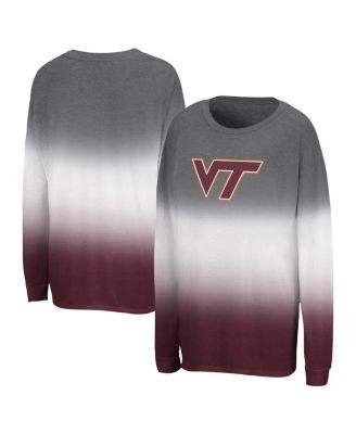 Colosseum - Women's Gray Virginia Tech Hokies Winkle Dip Dye Long Sleeve T-Shirt